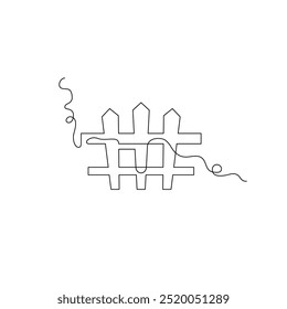 wooden fence illustration in continuous line style. lines, unique, minimal concept. for icon, symbol, sign