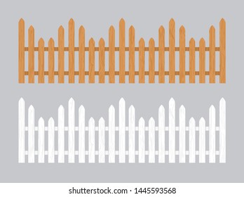 Wooden fence illustration. Farm wood wall yard, cartoon garden. Timber gate background pattern.