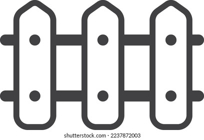 wooden fence illustration in minimal style isolated on background