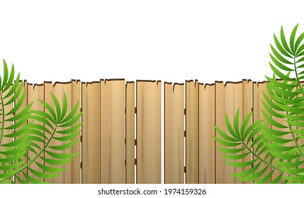 Wooden fence isolated on a white background. Vector.