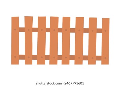Wooden fence made of boards. Security fence in a village or farm. Element for design and decoration. Cartoon vector illustration isolated on white background