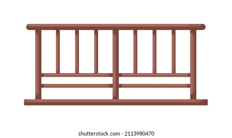 Wooden Fence. Modern Wood Fencing, Railing. Handrail For Balcony And Terrace Exterior Decor. Realistic Rail Barrier For Safety And Defense. Flat Vector Illustration Isolated On White Background