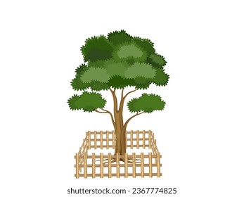 Wooden fence on a white background.