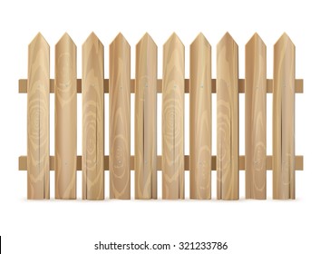 Wooden fence on white background - vector illustration.