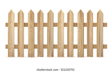 Wooden fence on white background - vector illustration.