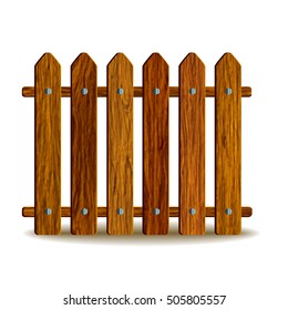 Wooden fence on white background.