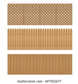 Wooden fence on a white background. Vector illustration.