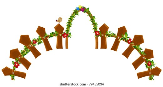 wooden fence on a white background
