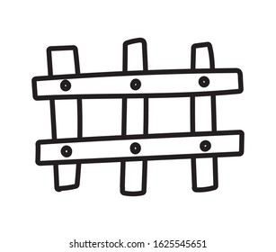 wooden fence protection barrier cartoon vector illustration thick line