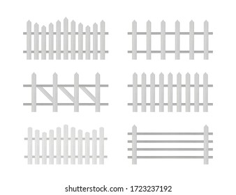 Wooden fence. Rustic fence, pickets. Vector stock illustration.