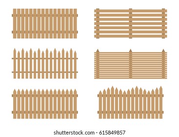 Wooden fence set on the white background