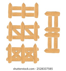 wooden fence set vector illustration