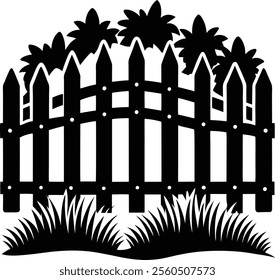 Wooden Fence Silhouette Vector for Rustic and Outdoor Design Projects