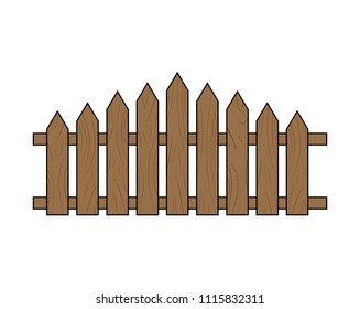 Wooden fence.  Simple  design isolated on white background