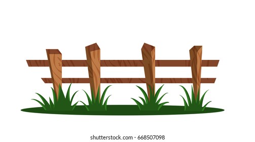 Wooden fence. Vector cartoon illustration.