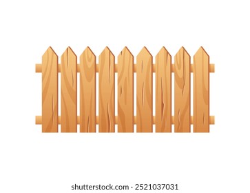 Wooden fence vector flat illustration. Wooden picket, farm garden barrier with timber parallel planks. Cartoon backyard border from beige lumber boards isolated on white background