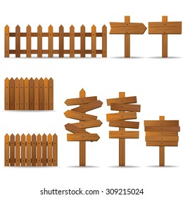 Wooden fence Vector illustration