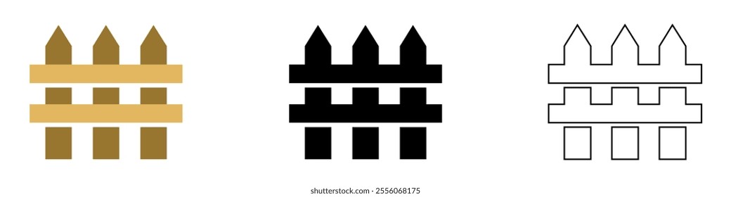 wooden fence vector pictogram sign icon symbol ui and ux design, glyphs and stroke line