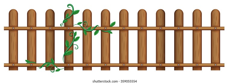 Wooden fence with vine illustration