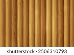 Wooden fence or wall of log cabin texture. Background with old wood beams. Rustic timber house interior with vertical logs. Texture of pine tree trunks, lumber, vector realistic illustration