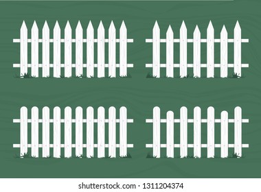 Wooden fence in white color. Vector gate illustration. Cartoon realistic wood pattern illustration.