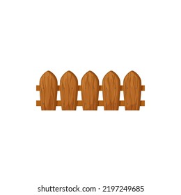 Wooden fencing on farm, ranch, garden isolated country timber fence cartoon icon. Vector hardwood slats, parallel farming boundary picket. Rural home protection, outdoor barrier of timber panels