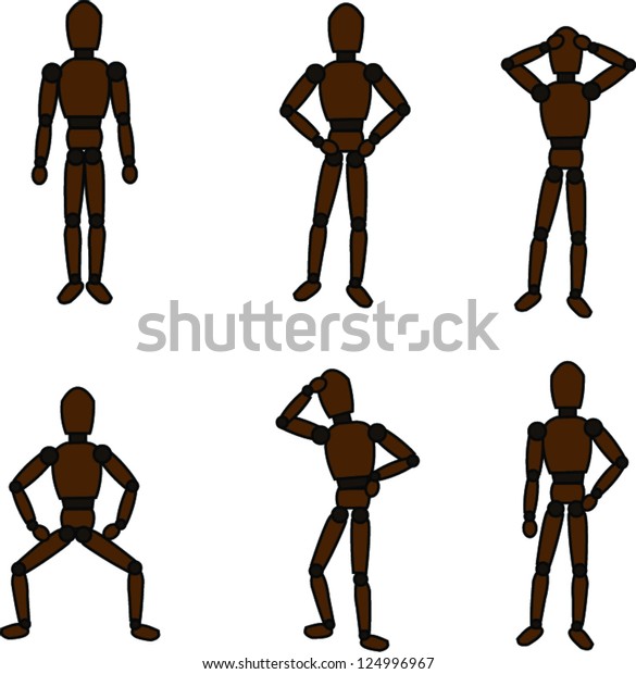 Wooden Figure Stock Vector (Royalty Free) 124996967