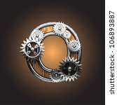 wooden figure with gears made in vector