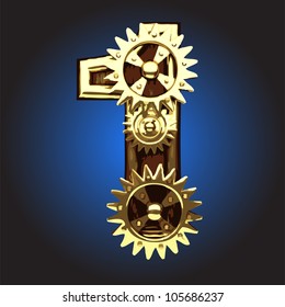 wooden figure with gears made in vector