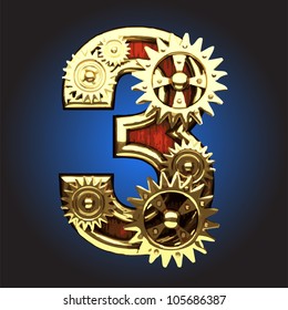 wooden figure with gears made in vector