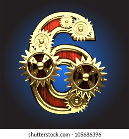 wooden figure with gears made in vector