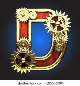 wooden figure with gears made in vector