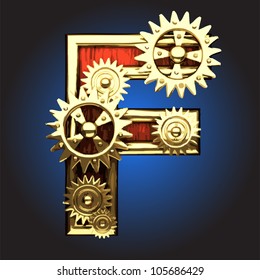 wooden figure with gears made in vector