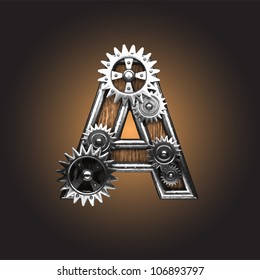 wooden figure with gears made in vector