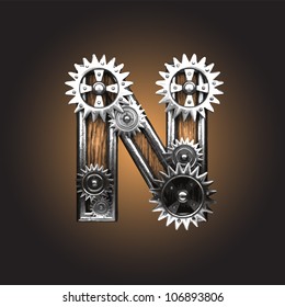 wooden figure with gears made in vector