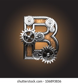 wooden figure with gears made in vector