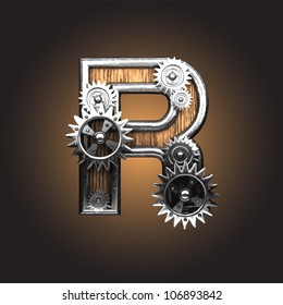 wooden figure with gears made in vector