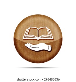 wooden flat hand giving the book icon - vector illustration