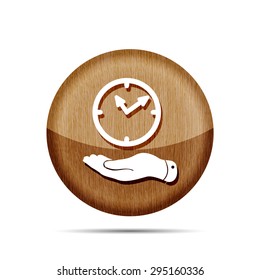 wooden flat hand giving the clock icon - vector illustration