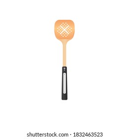 Wooden flippers. Turner spatula with heat resistant handle. Vector illustration isoalted on white background. Natural Wood Material tool for cooking and BBQ. Suitable for 3d Realistic Mockup. 35/35