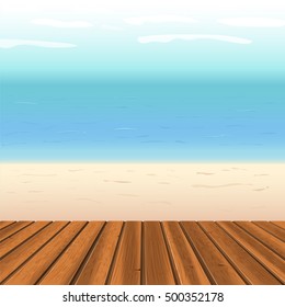 wooden floor against sea