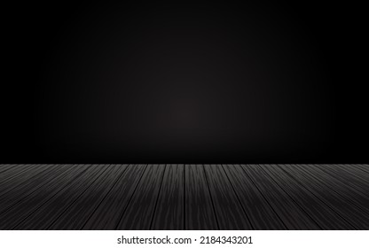 Wooden floor with black wall product background