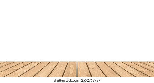 Wooden floor isolated template graphic illustration have white blank space for advertisement or place the products presentation.