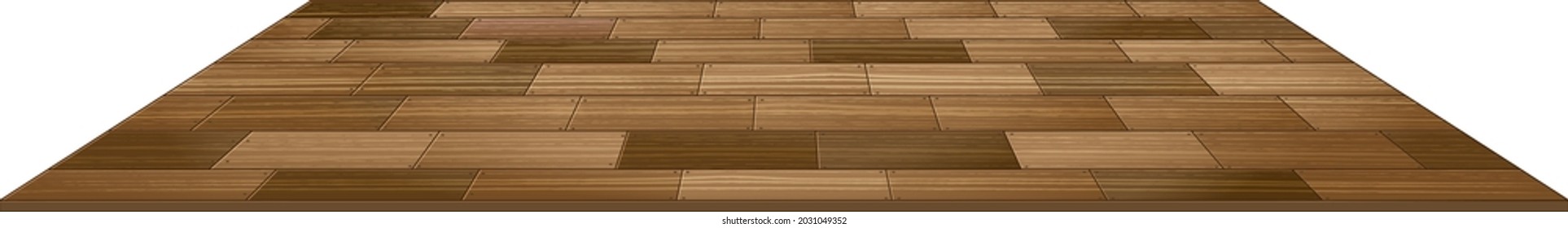 Wooden floor tiles isolated on white background illustration