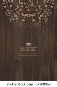 Wooden Floral. All elements and textures are individual objects. Vector illustration scale to any size.