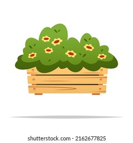 Wooden flower bed vector isolated illustration