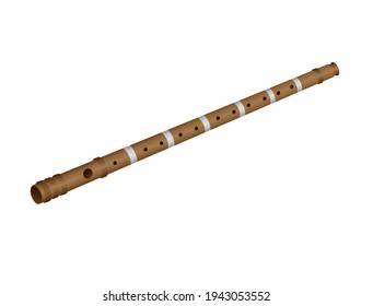 A wooden flute with a hole in the shape of a tube