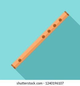 Wooden flute icon. Flat illustration of wooden flute vector icon for web design