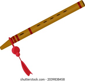 Wooden flute, illustration, vector on white background.