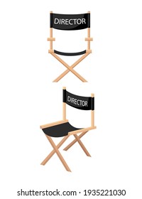 Wooden folding chair with DIRECTOR label for cinema or theatre usage vector illustration on white background